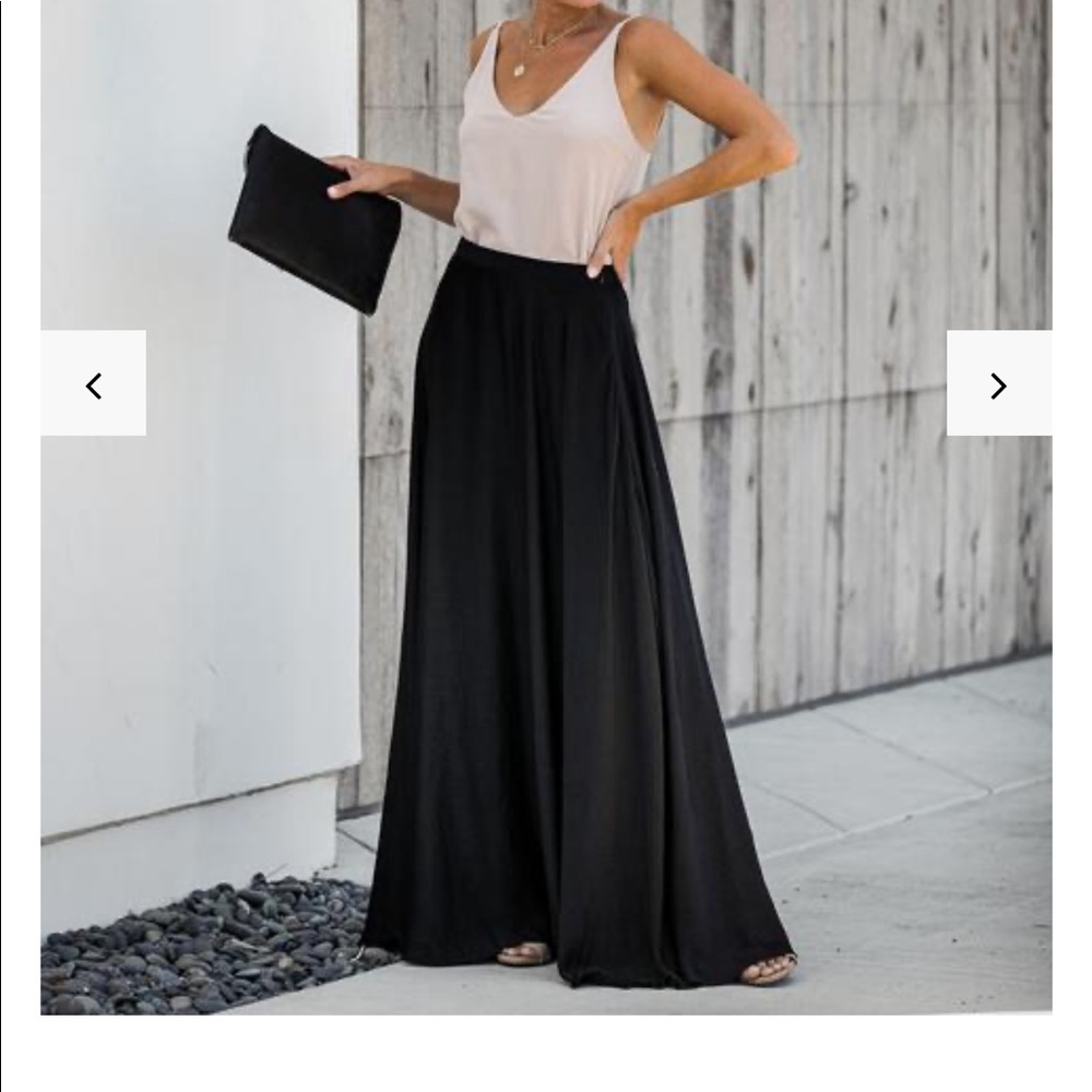 Black flowy satinish skirt